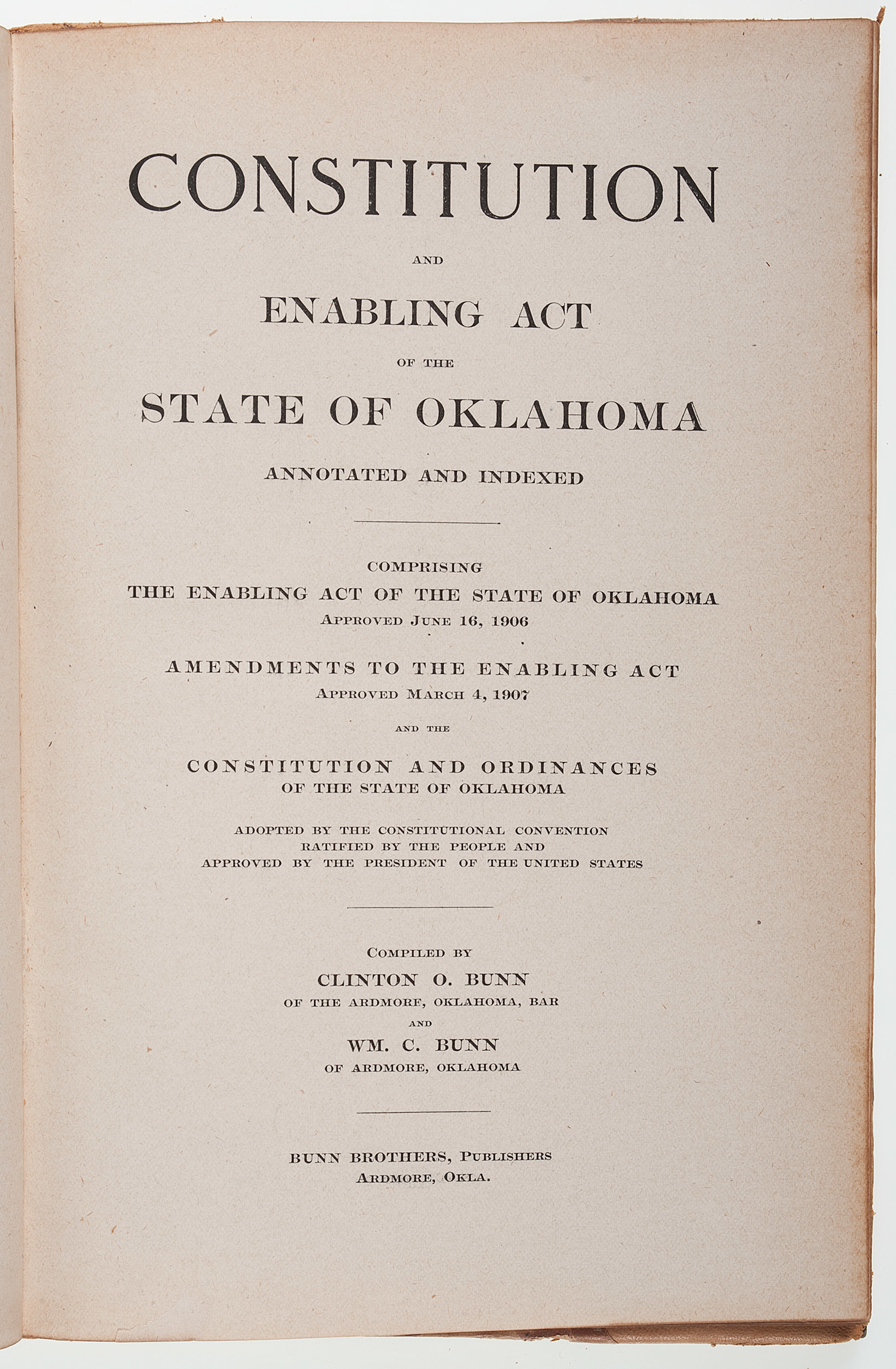 Western Americana - Law] Early Printing of Oklahoma Constitution -  Published in Ardmore in the Year of Ratification | Cowan's Auction House:  The Midwest's Most Trusted Auction House / Antiques / Fine Art / Art  Appraisals
