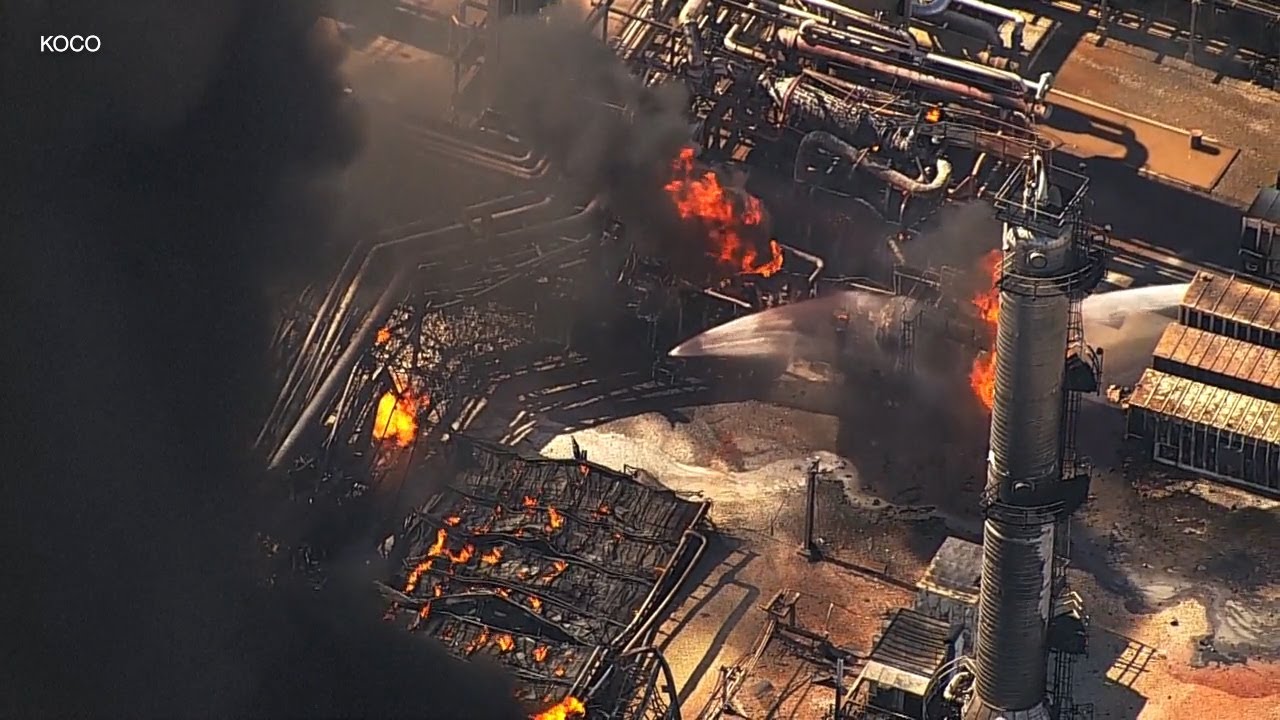 Major fire' ignites at natural gas plant in Oklahoma - YouTube